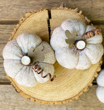 Load image into Gallery viewer, Oatmeal Handmade Sweater Pumpkins | Oatmeal Handmade Fabric Pumpkins