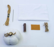 Load image into Gallery viewer, Fabric Pumpkin Making Craft Kit- White Faux Chenille: Learn How to Make Fabric Pumpkins