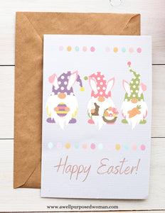 8 Pack of Spring Bunny Gnome Cards (Digital Download)