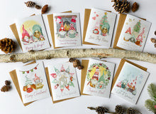 Load image into Gallery viewer, Gnome Christmas Card Collections (Set of 8)
