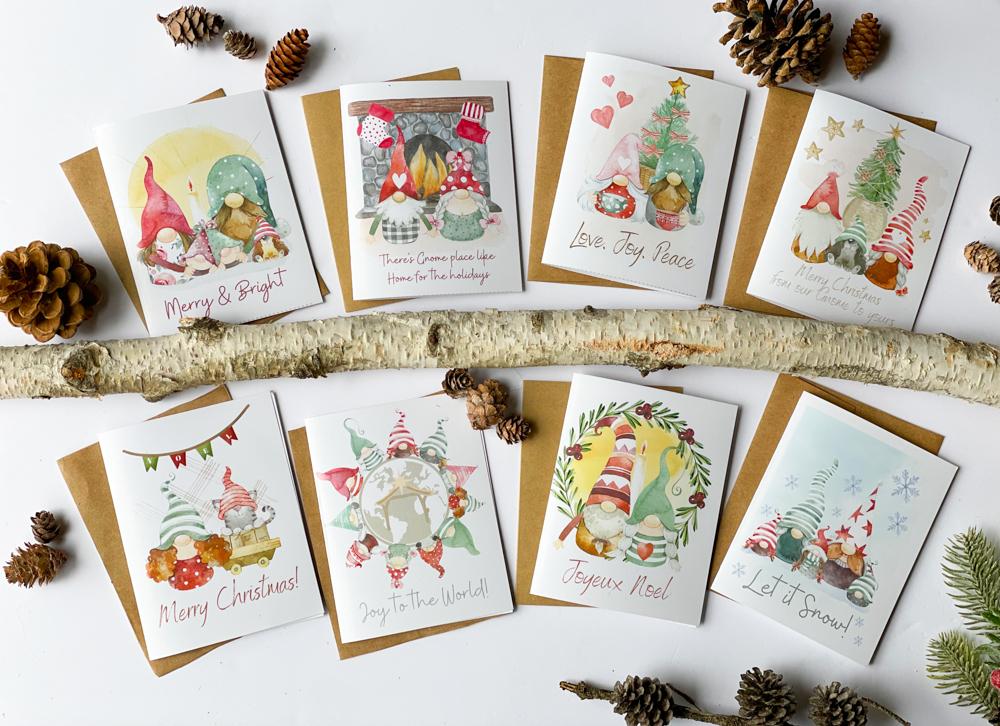 Gnome Christmas Card Collections Digital Download (Set of 8)