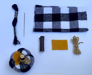 Fabric Pumpkin Making Craft Kit- Black and White Buffalo Check: Learn How to Make Fabric Pumpkins