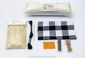 Fabric Pumpkin Making Craft Kit- Black and White Buffalo Check: Learn How to Make Fabric Pumpkins