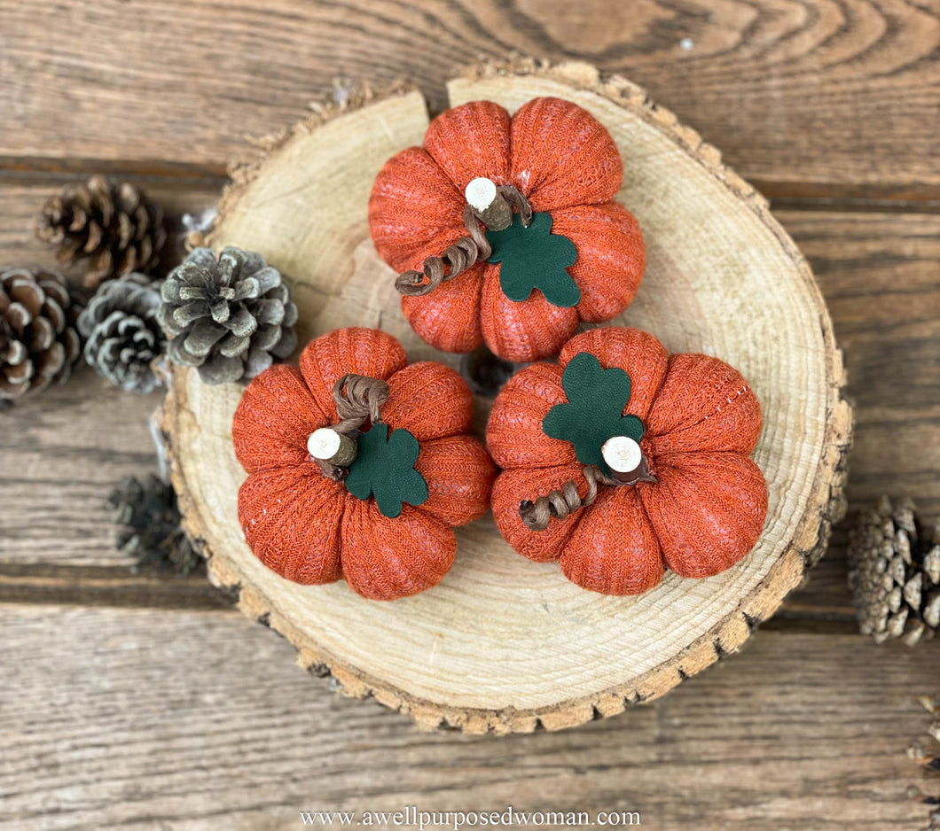 Mini Fabric Pumpkins Set | Mini Sweater Pumpkins | Mini Sock Pumpkins