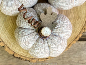 Cream Handmade Sweater Pumpkins | Cream Handmade Fabric Pumpkins