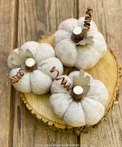 Cream Handmade Sweater Pumpkins | Cream Handmade Fabric Pumpkins