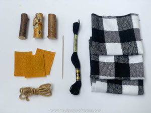 Fabric Pumpkin Making Craft Kit- Black and White Buffalo Check: Learn How to Make Fabric Pumpkins