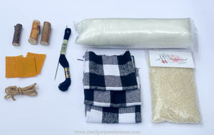 Fabric Pumpkin Making Craft Kit- Black and White Buffalo Check: Learn How to Make Fabric Pumpkins