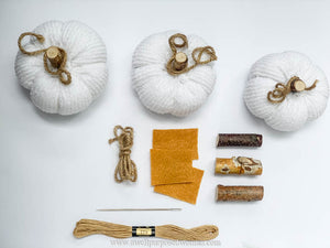 Fabric Pumpkin Making Craft Kit- White Faux Chenille: Learn How to Make Fabric Pumpkins