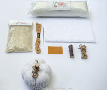Load image into Gallery viewer, Fabric Pumpkin Making Craft Kit- White Faux Chenille: Learn How to Make Fabric Pumpkins
