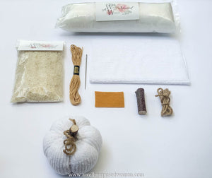 Fabric Pumpkin Making Craft Kit- White Faux Chenille: Learn How to Make Fabric Pumpkins