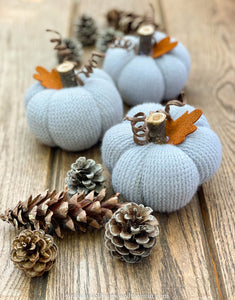 Cream Handmade Sweater Pumpkins | Cream Handmade Fabric Pumpkins