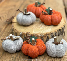 Load image into Gallery viewer, Mini Fabric Pumpkins Set | Mini Sweater Pumpkins | Mini Sock Pumpkins

