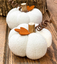 Load image into Gallery viewer, Cream Handmade Sweater Pumpkins | Cream Handmade Fabric Pumpkins
