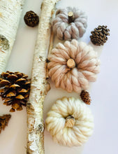 Load image into Gallery viewer, Mommy &amp; Me at Craft Lab- No Knit Yarn Pumpkins (Set of 3)
