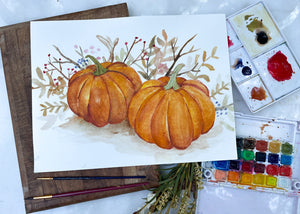 Beginning Watercolor Course | How to Paint Watercolor Pumpkins Course